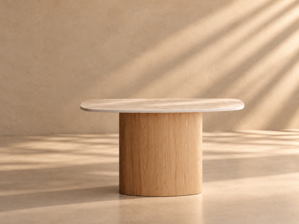 Kolekcja Organica Vena Design — konsola ze spieku kwarcowego na organicznej podstawie z forniru dębowego